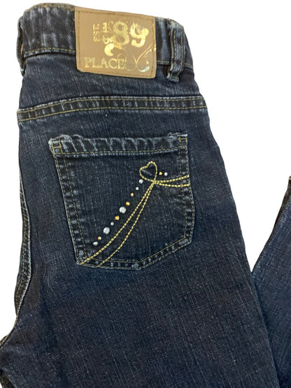 10 The Children's Place Dark Wash Embellished Sparkle Jeans Adjustable Waist