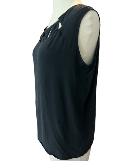 Medium EJ Harper Black Silk Sleeveless Blouse