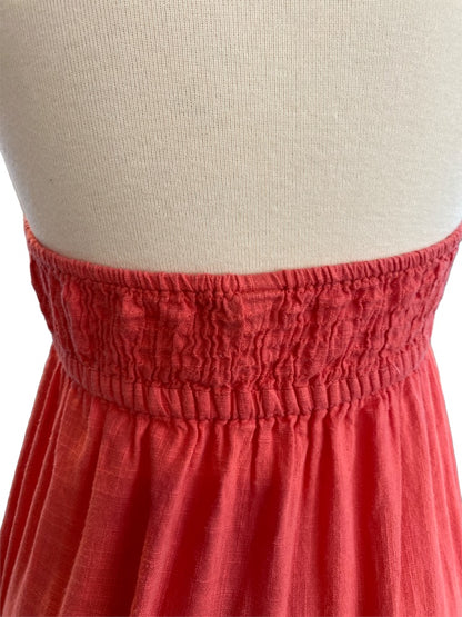 Small Prana Orange Halter Top Embroidered Raw Edge Blouse