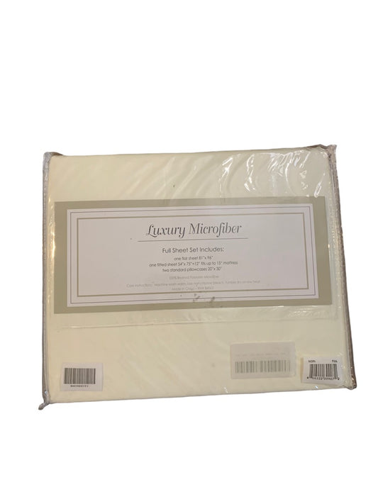 Luxury Microfiber Ivory Full Sheet Set 4 Pieces Fits up to 15" Depth Mattress