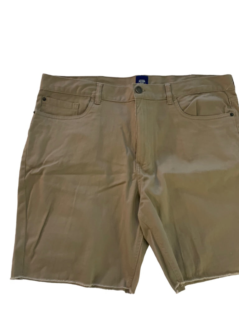 40 Route 66 Young Men's Light Brown Tan Shorts New Stretch Cotton Raw Hem