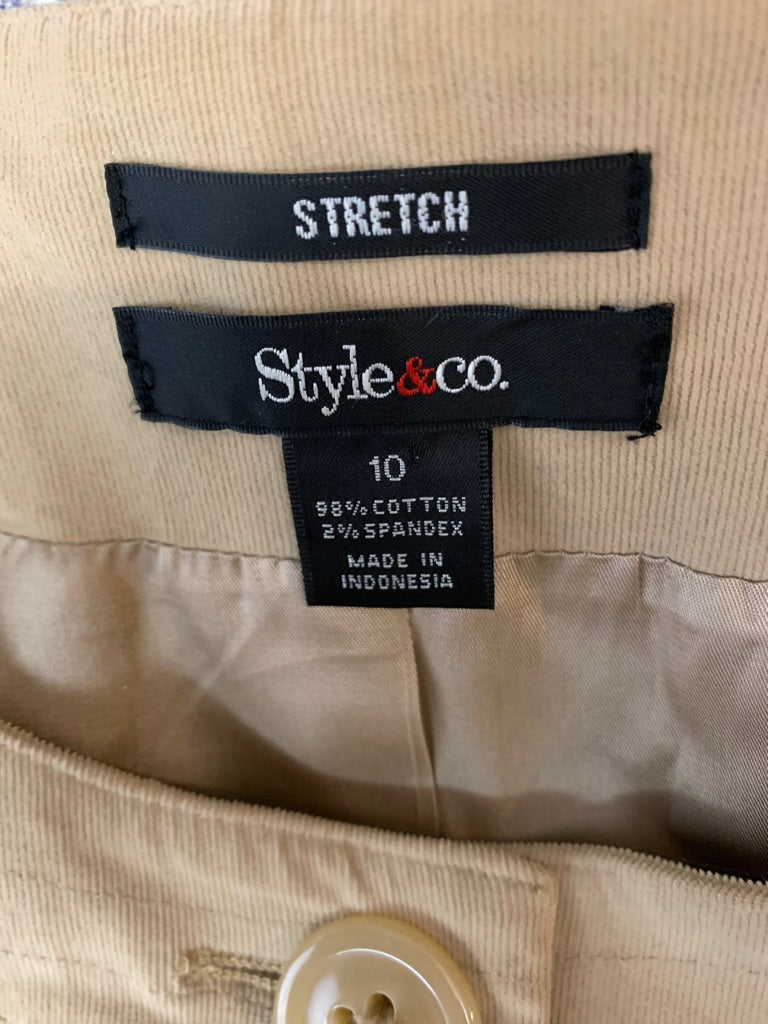 10 Style & Co Women's Tan Skirted Stretch Corduroy Blazer Lined