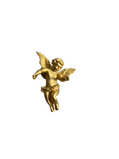 Goldtone Matte Gold Cherub Angel Brooch