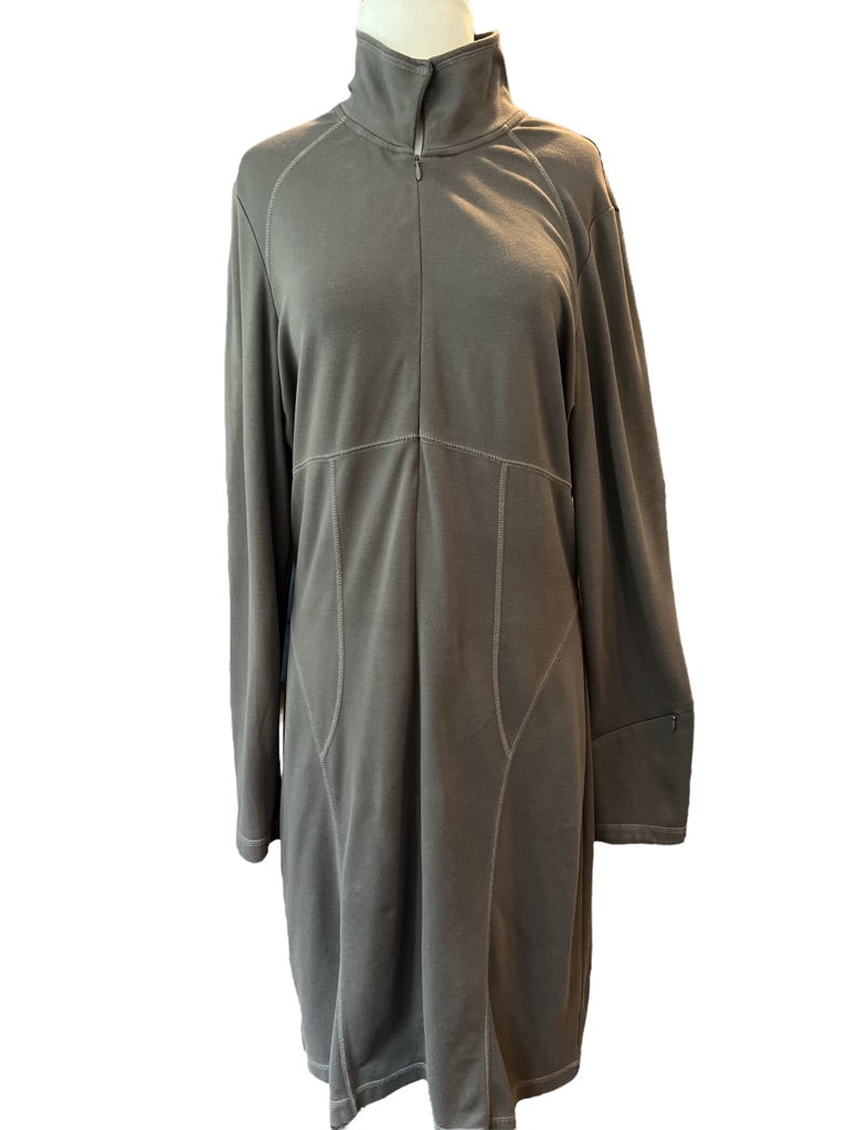 Large Athleta Brown Long Sleeve Half Zip Dress Cover Up