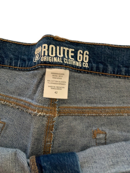 42 Route 66 Medium Wash Men's Stretch Denim New Jean Shorts 11" Inseam