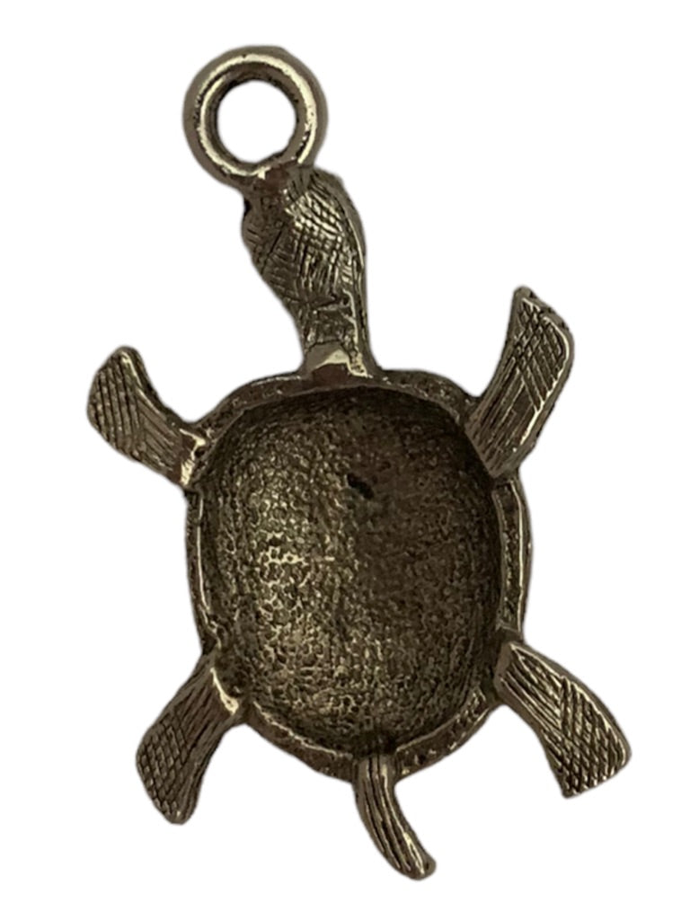 Vintage Silvertone Turtle Pendant Charm 1.5"h