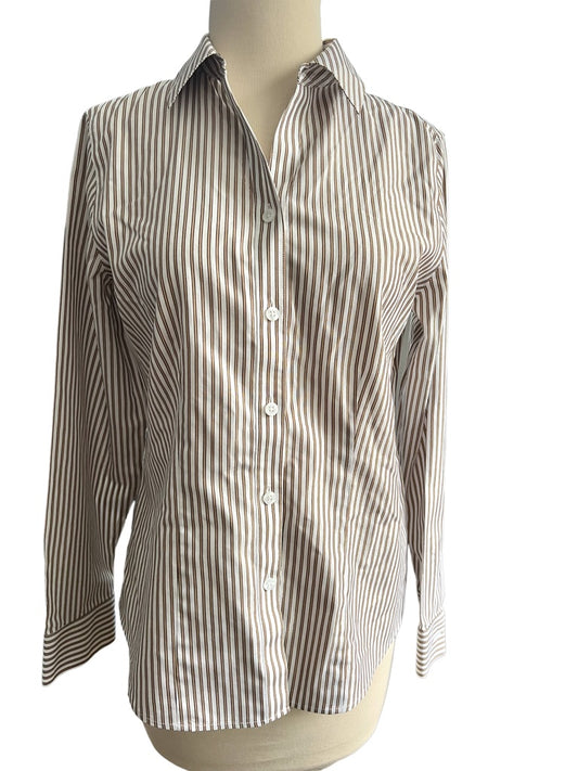 0 (Small) Chico's No-Iron Striped Button Down Blouse