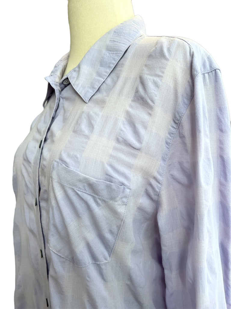 Large Petite J Jill Light Purple Texture Stripe Button Down Blouse Shirt