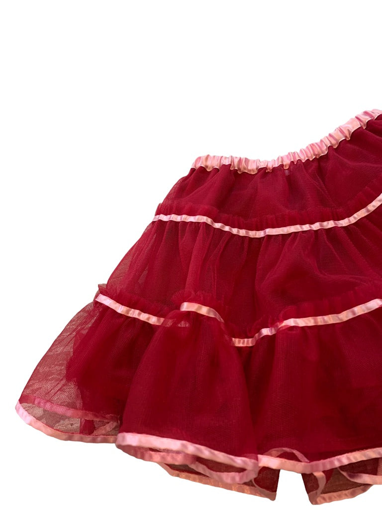 3T Hanna Andersson (Size 90) Girls Ruby Red and Pink Lined Tulle Skirt