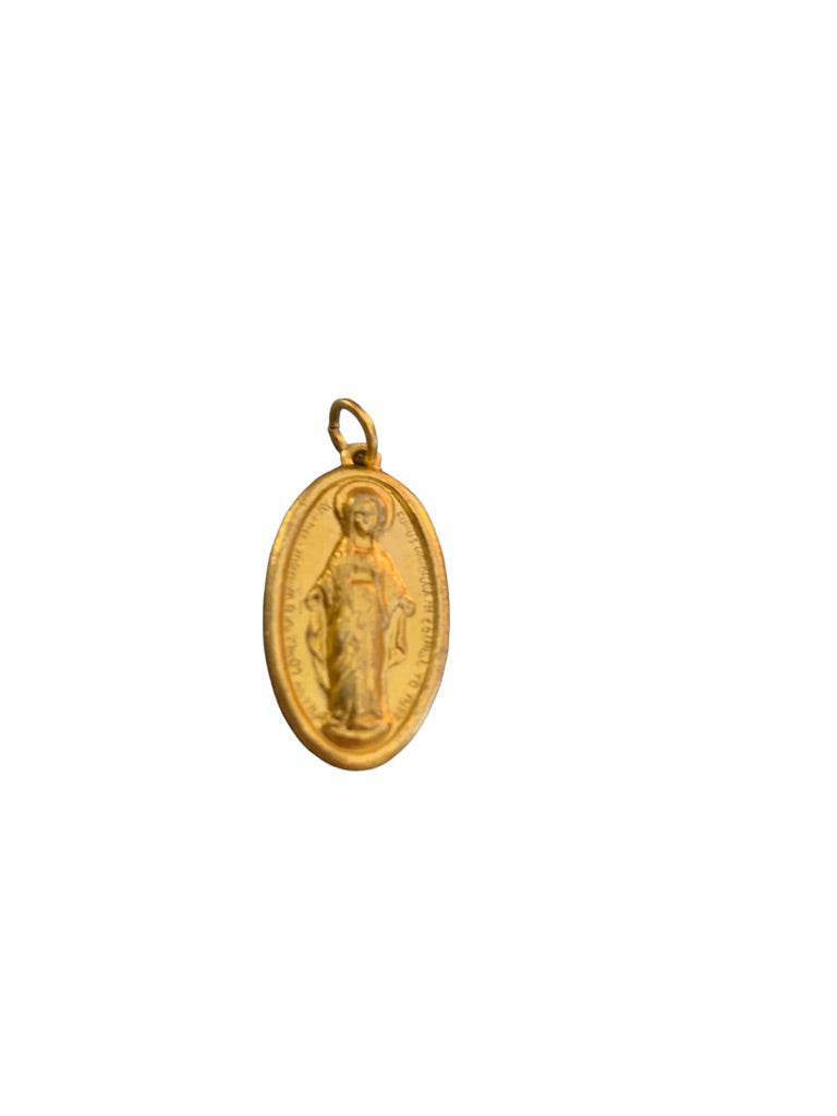 Miraculous Medal Oval Goldtone Charm Pendant 1" Religious Made in China