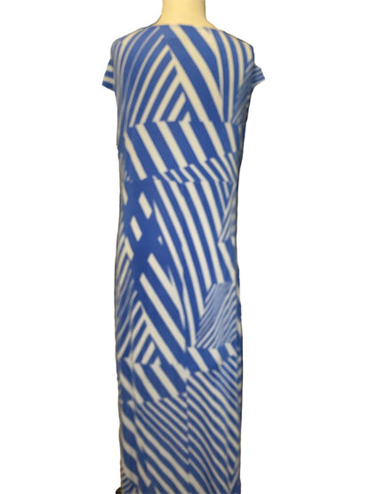 1 (Med 8) Chico's Travelers Blue White Maxi Dress Sleeveless