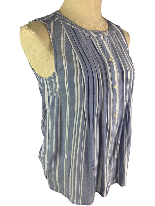 XS Gap Blue White Sleeveless Pullover Blouse Women's Rayon