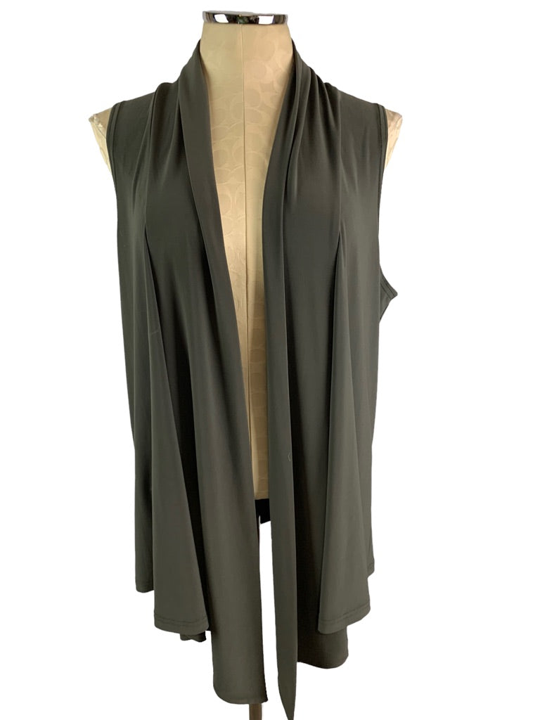 14 Simpli Women's Dark Green Gray Lagenlook Vest Made in Canada Tunic