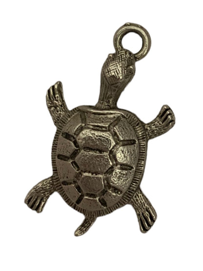 Vintage Silvertone Turtle Pendant Charm 1.5"h