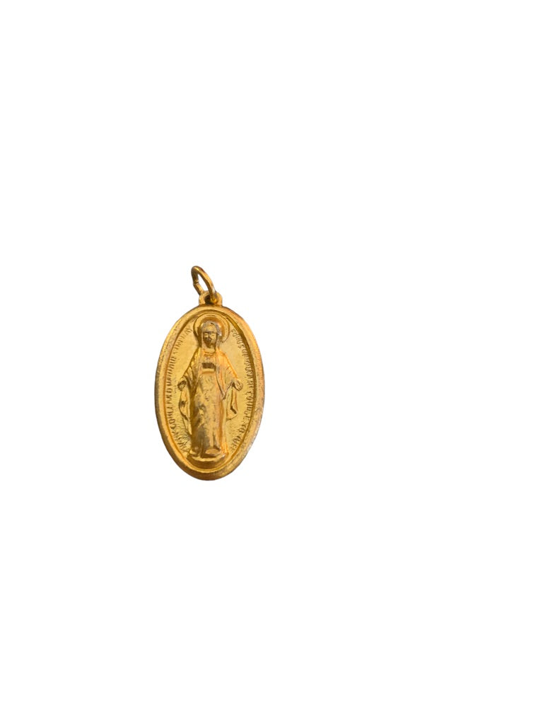 Miraculous Medal Oval Goldtone Charm Pendant 1" Religious Made in China