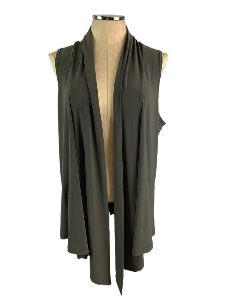 14 Simpli Women's Dark Green Gray Lagenlook Vest Made in Canada Tunic