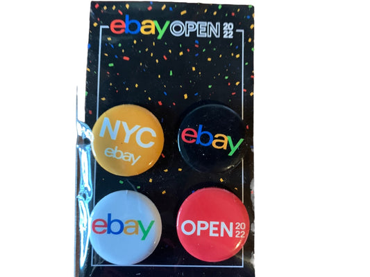 Ebay Open 2022 Set of 4 Swag Buttons NYC ebayana