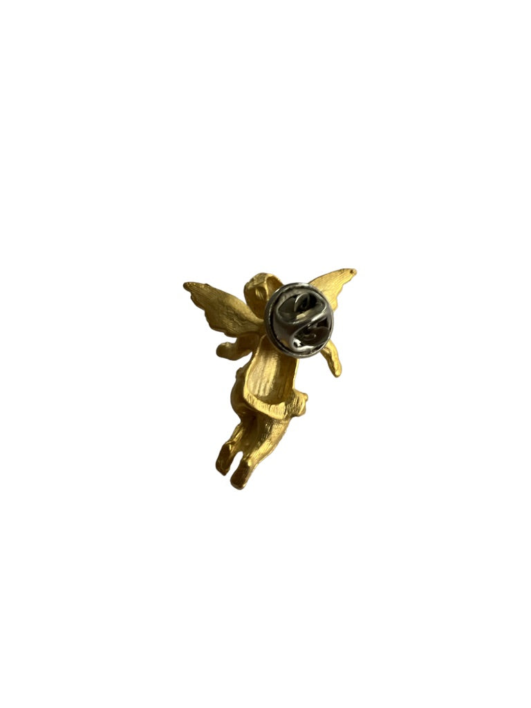 Goldtone Matte Gold Cherub Angel Brooch