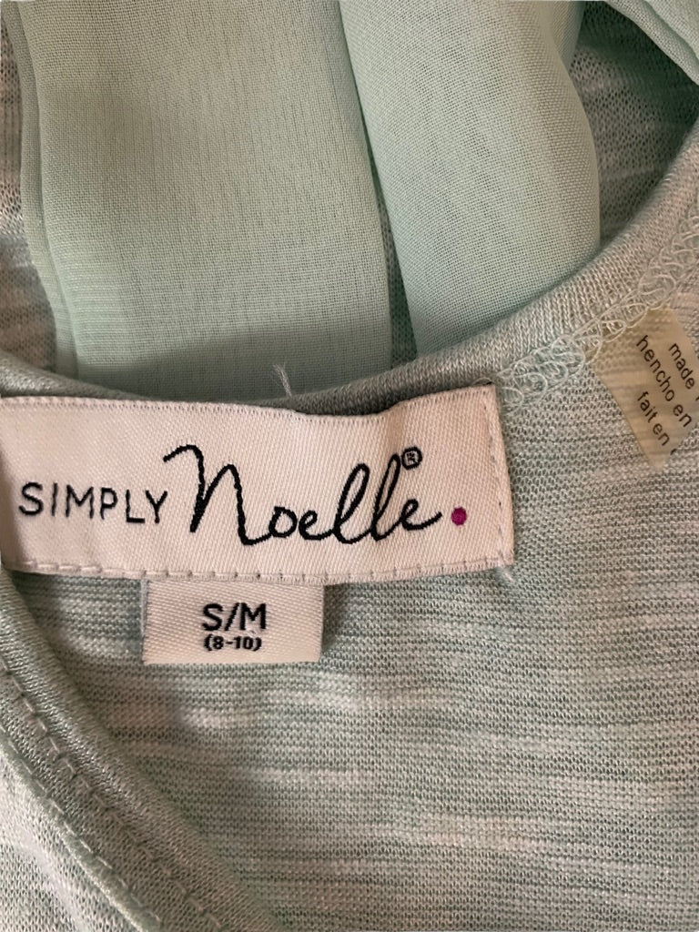 Small Medium (S/M) Simply Noelle Women's Mint Green Sheer Bow Back Top