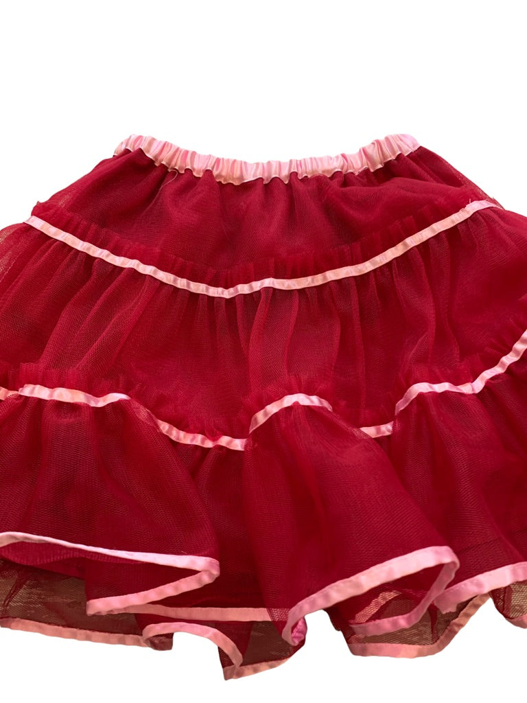 3T Hanna Andersson (Size 90) Girls Ruby Red and Pink Lined Tulle Skirt