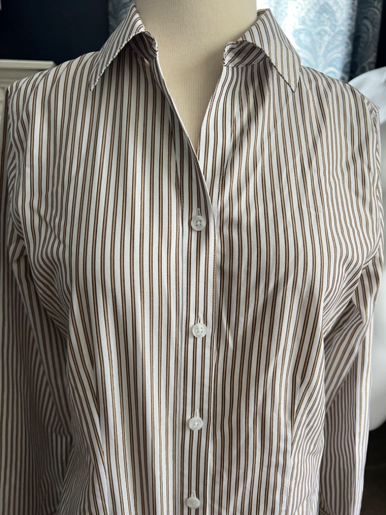 0 (Small) Chico's No-Iron Striped Button Down Blouse