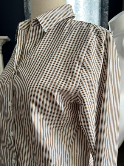 0 (Small) Chico's No-Iron Striped Button Down Blouse