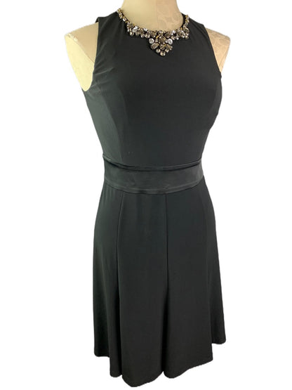 4P Lauren Ralph Lauren Petite Black Dress Embellished Jeweled Neckline Sleeveless