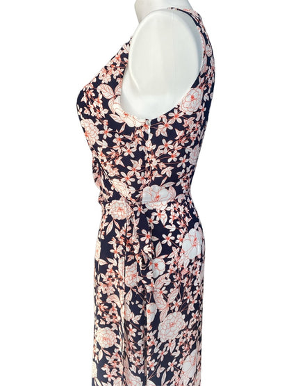 14 Banana Republic Floral Wrap Style Dress Blue White Orange Sleeveless