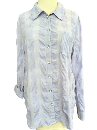 Large Petite J Jill Light Purple Texture Stripe Button Down Blouse Shirt