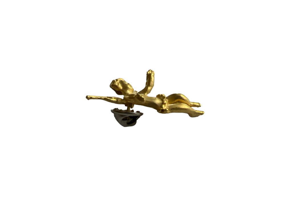 Goldtone Matte Gold Cherub Angel Brooch