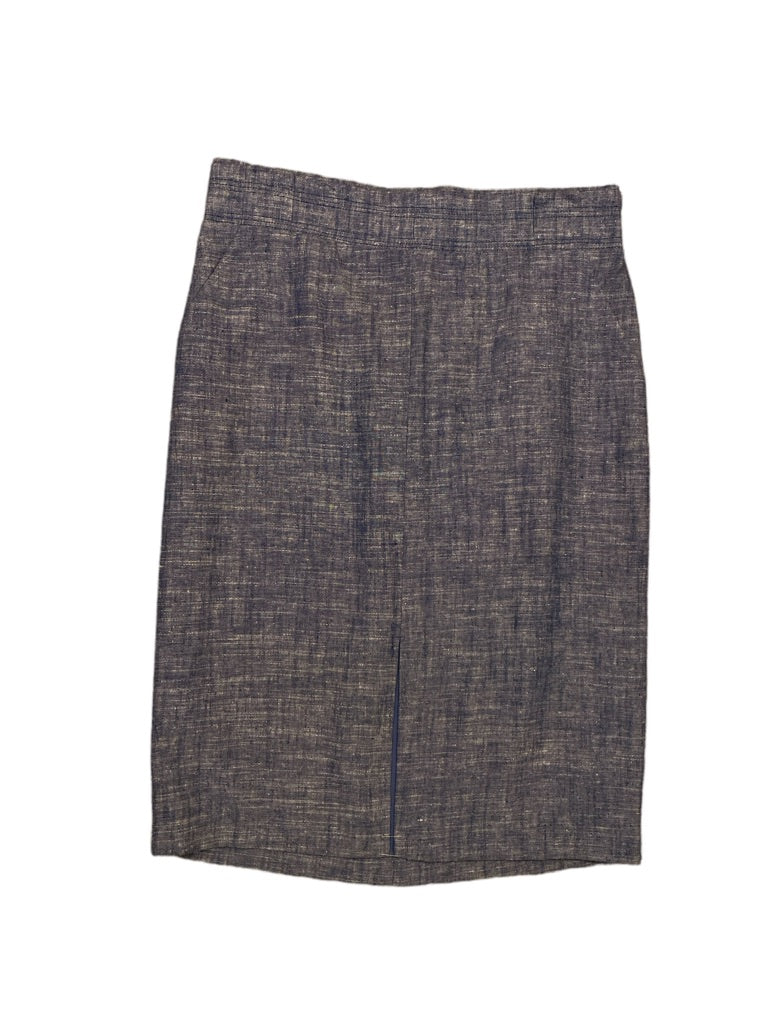 14 Ann Taylor Blue Linen Blend Midi Skirt