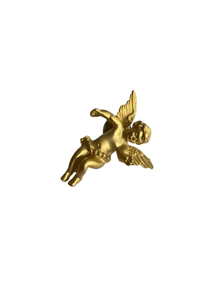 Goldtone Matte Gold Cherub Angel Brooch