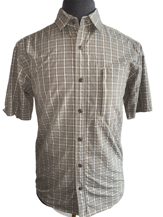 Small  REI Brown Plaid Short Sleeve Shirt Button Down