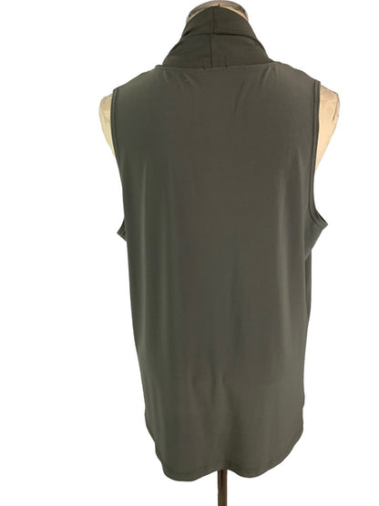 14 Simpli Women's Dark Green Gray Lagenlook Vest Made in Canada Tunic