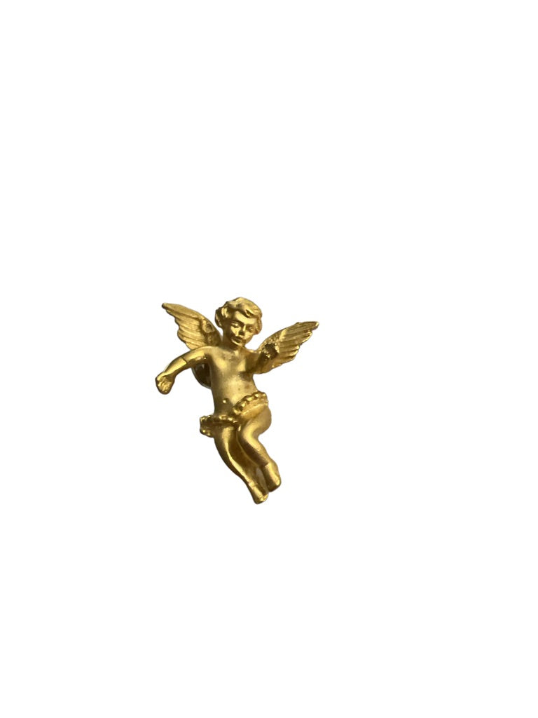 Goldtone Matte Gold Cherub Angel Brooch