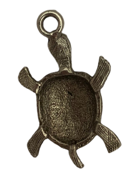 Vintage Silvertone Turtle Pendant Charm 1.5"h