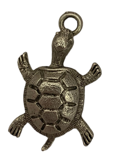 Vintage Silvertone Turtle Pendant Charm 1.5"h