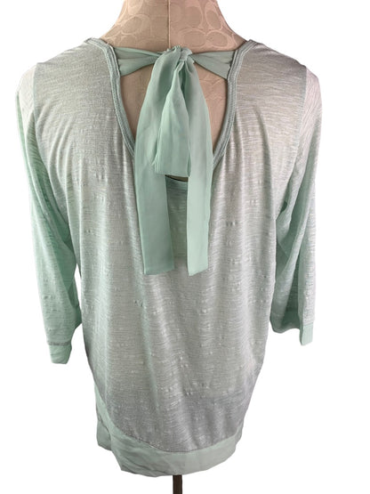 Small Medium (S/M) Simply Noelle Women's Mint Green Sheer Bow Back Top