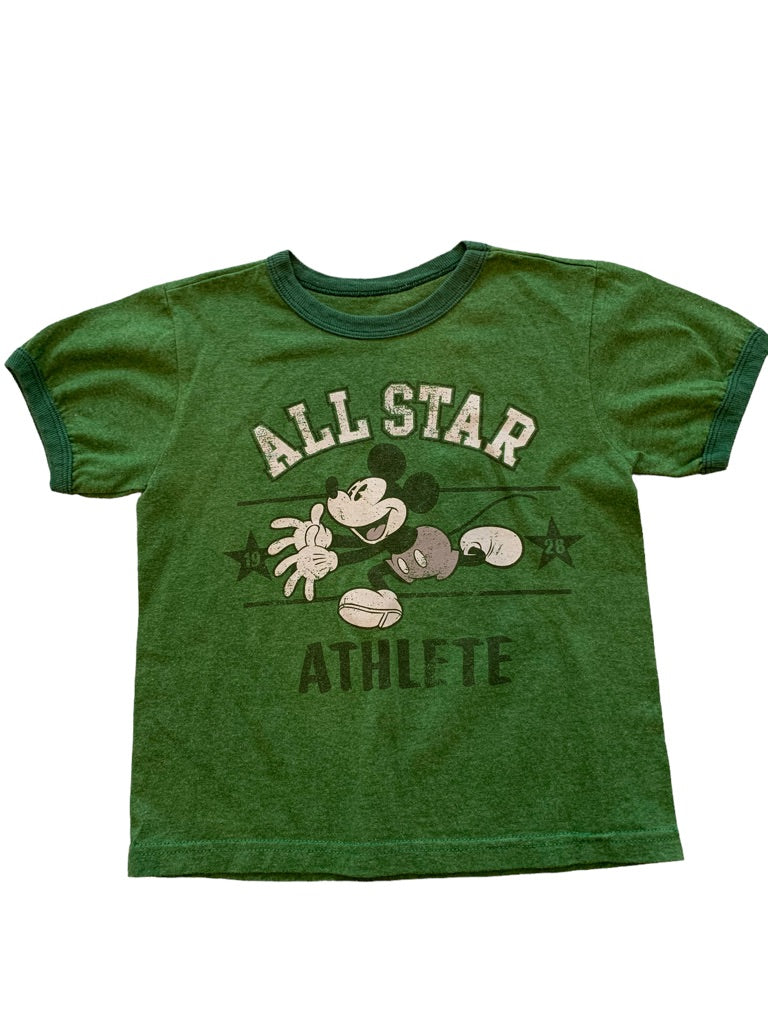 XXS (2/3) Disney Store Boys Green Short Sleeve Tshirt Mickey All Star