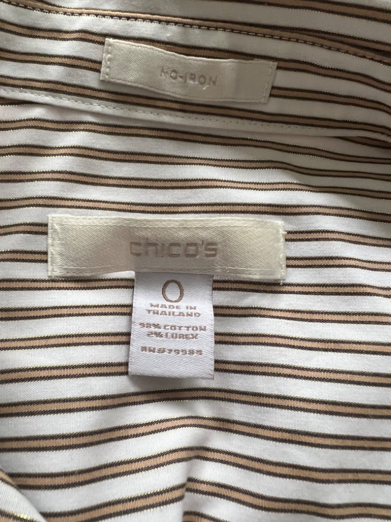 0 (Small) Chico's No-Iron Striped Button Down Blouse