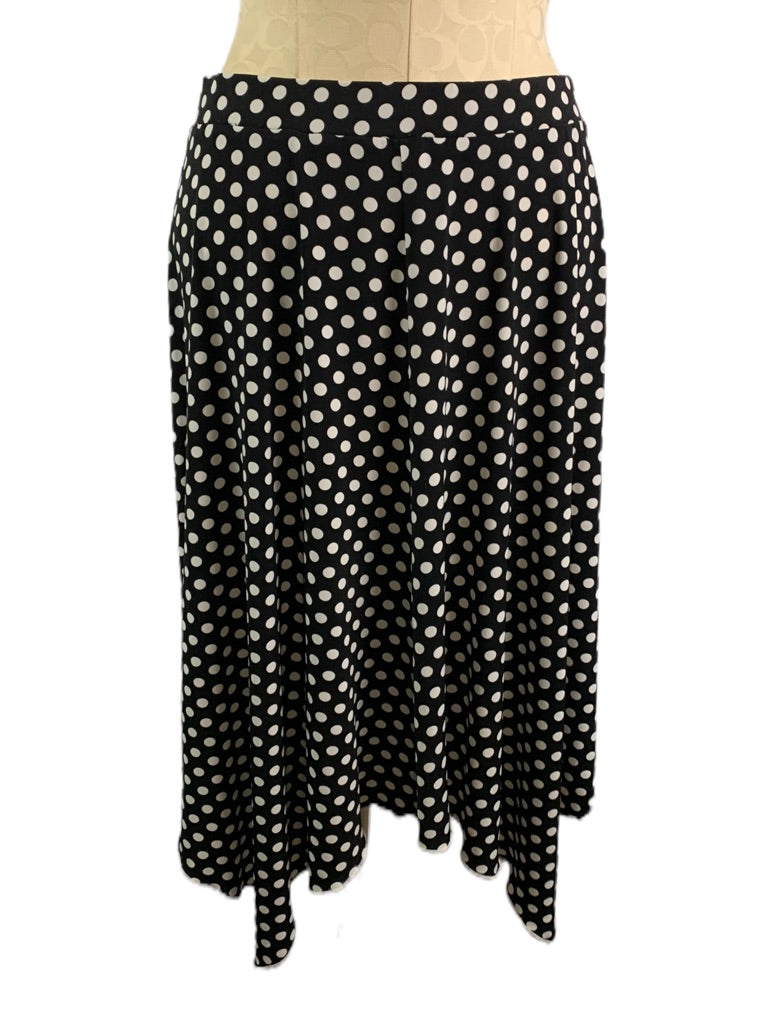 8 Bali Black White New Polka Dot Pull On Skirt Elastic Waist Handkerchief Hem