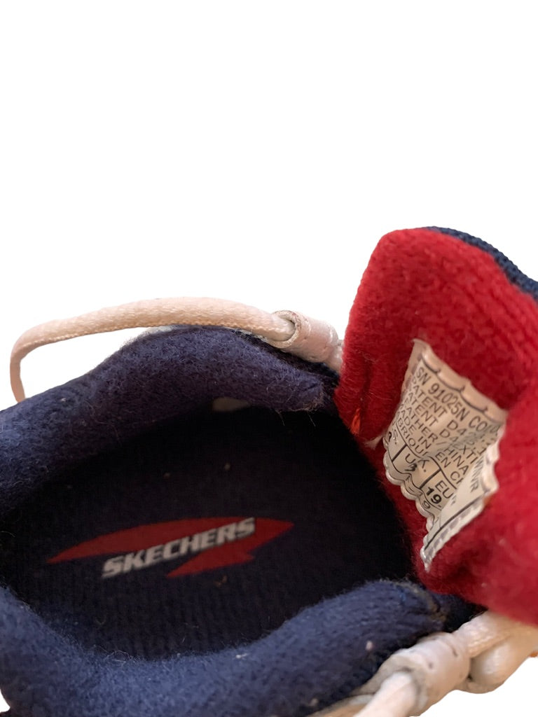 4 (EUR 19.5) Skechers Sport Toddler Sneakers White Navy Blue Leather Lace Up