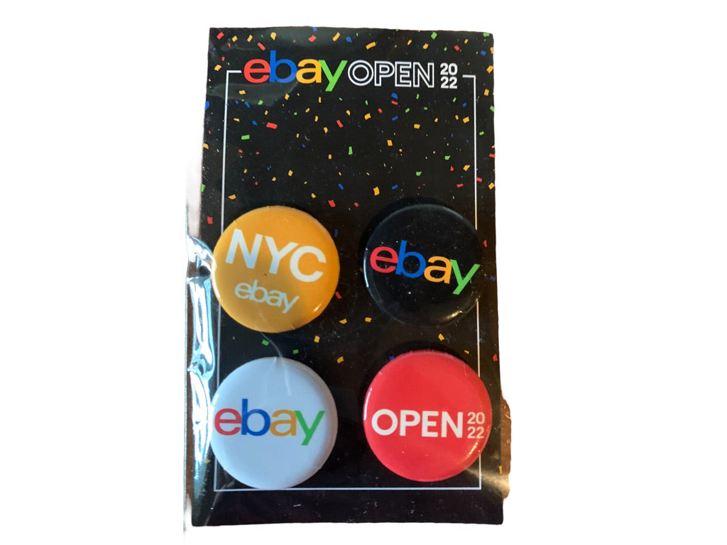 Ebay Open 2022 Set of 4 Swag Buttons NYC ebayana