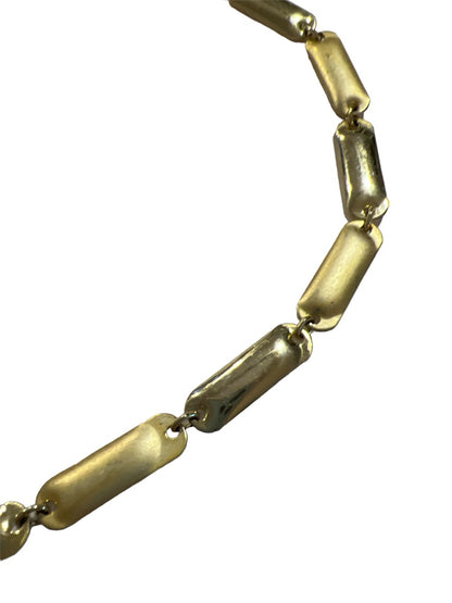 Goldtone 34" Matte and Shiny Rectangle Link Necklace