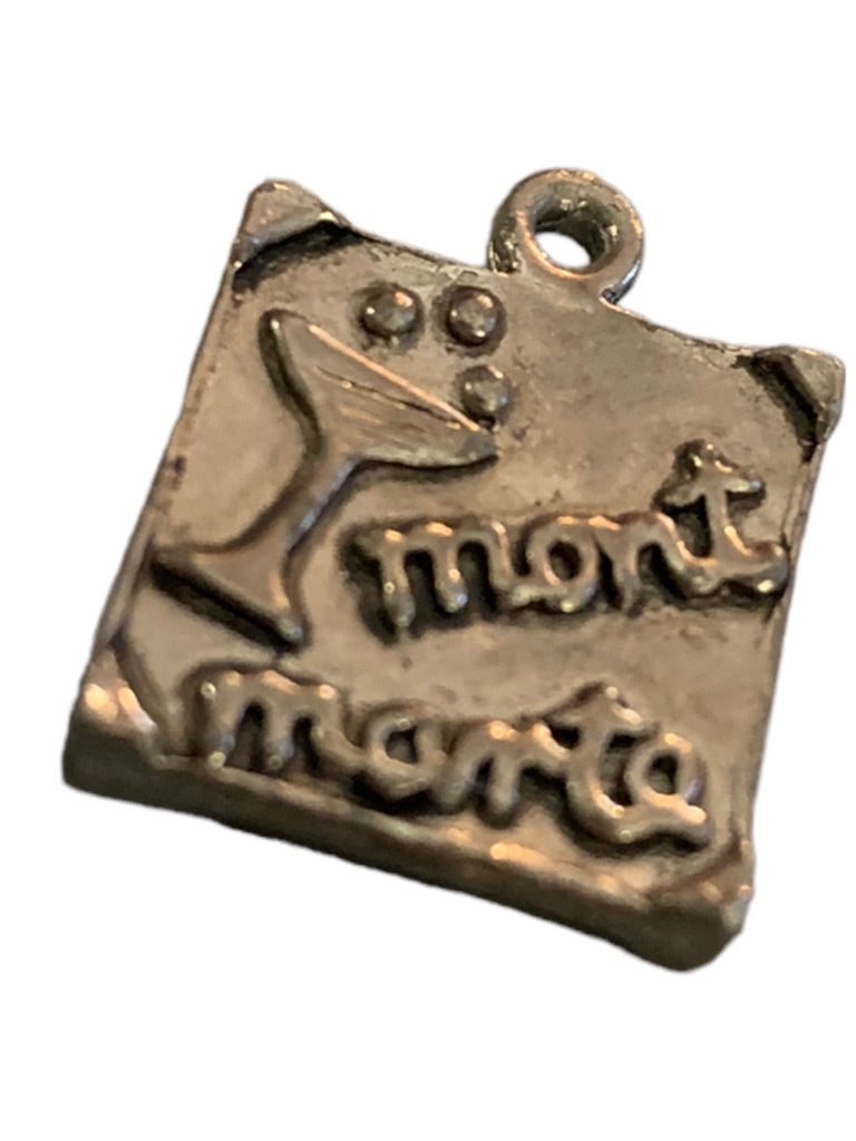 Vintage Silvertone Charm 3/4" Square Pendant Mont Monte Rue de la Paix