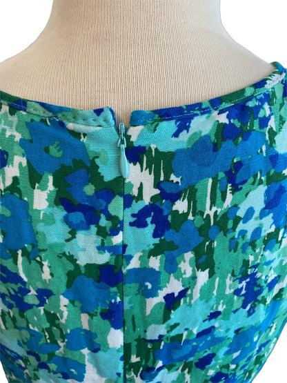 6 Calvin Klein Abstract Floral Cap Sleeve Sheath Dress Linen Blend