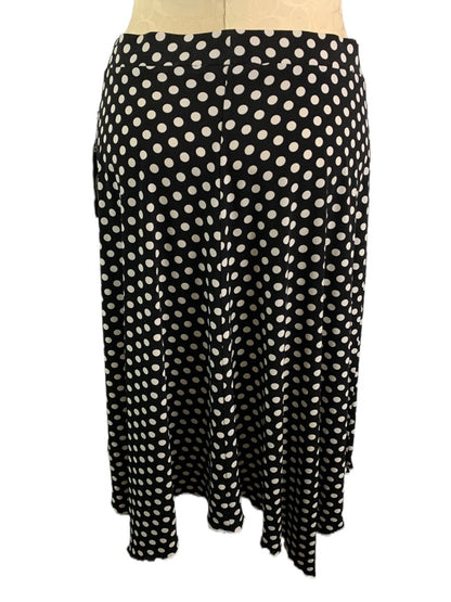 8 Bali Black White New Polka Dot Pull On Skirt Elastic Waist Handkerchief Hem