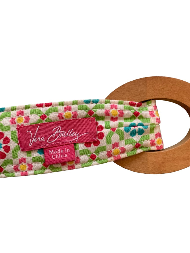 Vera Bradley Pink Green Pattern Women's Adjustable Belt Wood Closure up to 42"