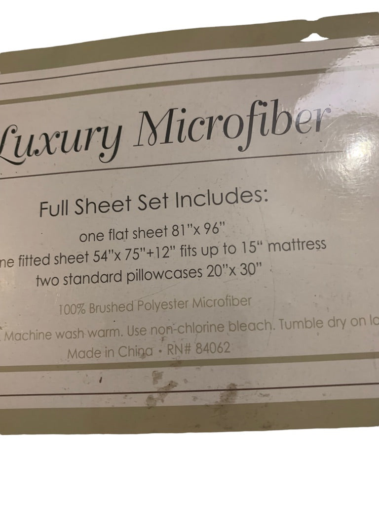 Luxury Microfiber Ivory Full Sheet Set 4 Pieces Fits up to 15" Depth Mattress