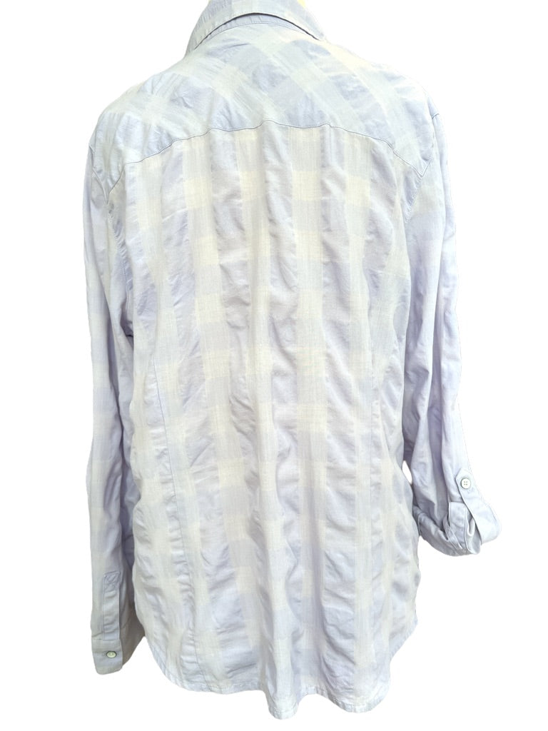 Large Petite J Jill Light Purple Texture Stripe Button Down Blouse Shirt